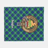 Clan Douglas Crest over Tartan Fleece Deken (Voorkant (Horizontaal))