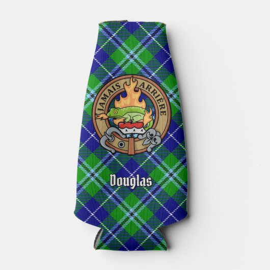 Clan Douglas Crest over Tartan Flesjeskoeler (Voorkant)