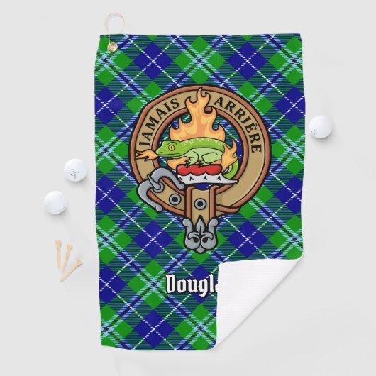 Clan Douglas Crest over Tartan Golfhanddoek (Insitu)