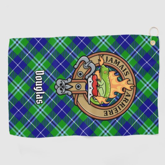 Clan Douglas Crest over Tartan Golfhanddoek (Horizontaal)