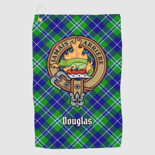 Clan Douglas Crest over Tartan Golfhanddoek (Voorkant)