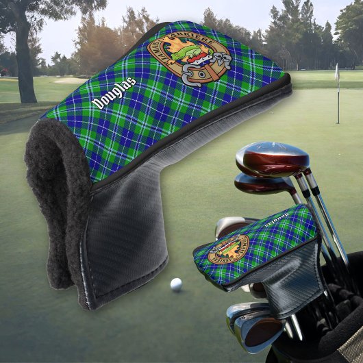 Clan Douglas Crest over Tartan Golfheadcover