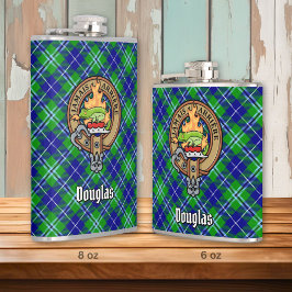 Clan Douglas Crest over Tartan Heupfles