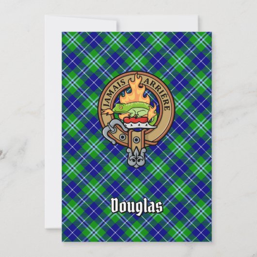 Clan Douglas Crest over Tartan Kaart (Achterkant)