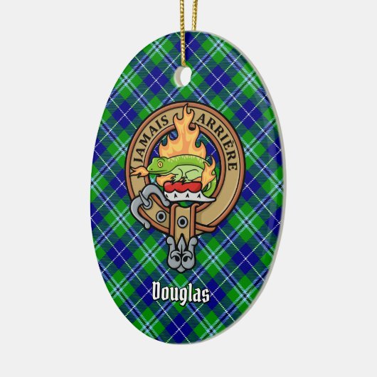 Clan Douglas Crest over Tartan Keramisch Ornament (Links)
