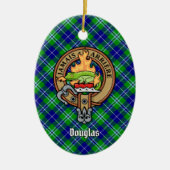Clan Douglas Crest over Tartan Keramisch Ornament (Voorkant)