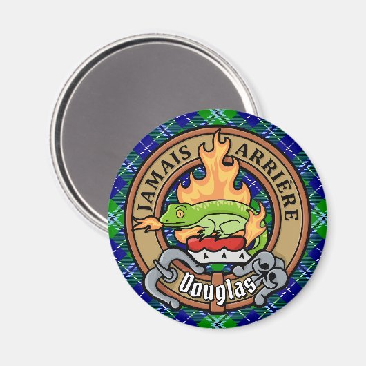 Clan Douglas Crest over Tartan Magneet (Voorkant / Achterkant)