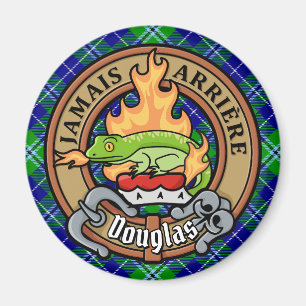 Clan Douglas Crest over Tartan Magneet