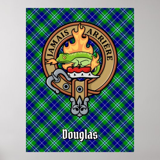 Clan Douglas Crest over Tartan Poster (Voorkant)