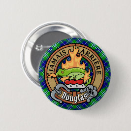 Clan Douglas Crest over Tartan Ronde Button 5,7 Cm