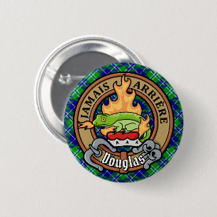 Clan Douglas Crest over Tartan Ronde Button 5,7 Cm
