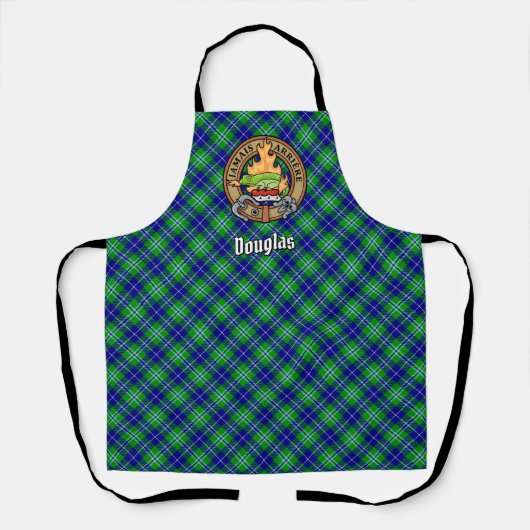 Clan Douglas Crest over Tartan Schort (Voorkant)