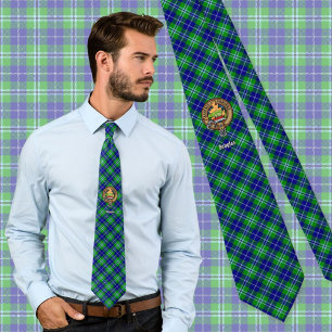 Clan Douglas Crest over Tartan Stropdas
