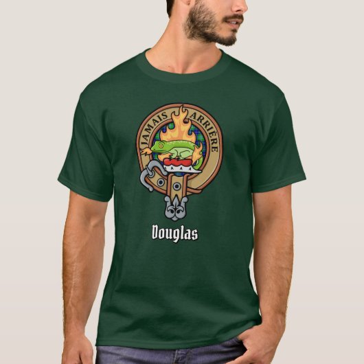 Clan Douglas Crest over Tartan T-shirt (Voorkant)