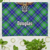 Clan Douglas Crest over Tartan Theedoek (Gevouwen)