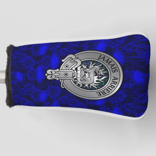 Clan Douglas Crest & Tartan op Thistle Golfheadcover (Voorkant)