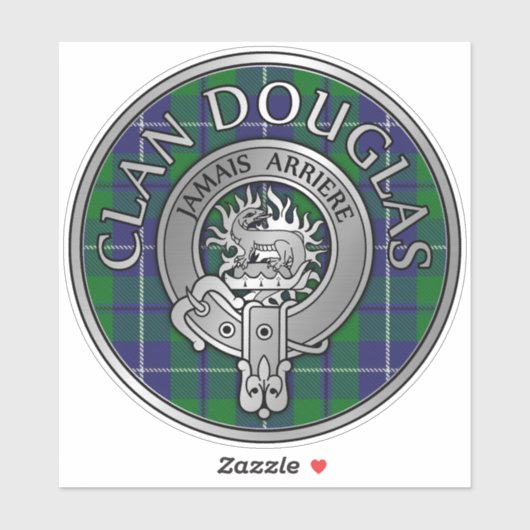 Clan Douglas Crest & Tartan Sticker (Vel)