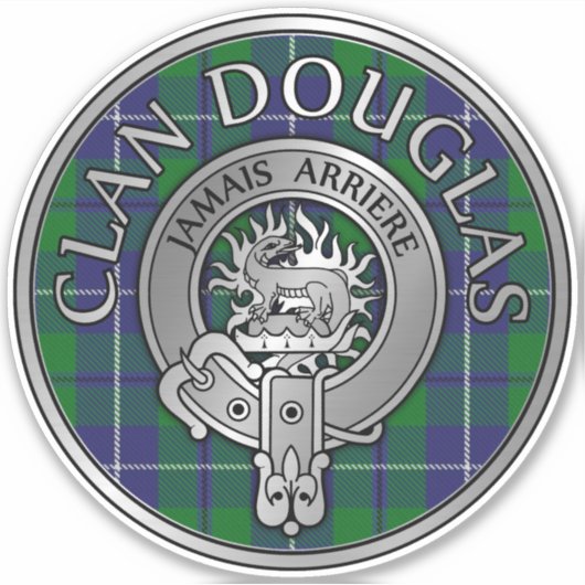 Clan Douglas Crest & Tartan Sticker (Voorkant)