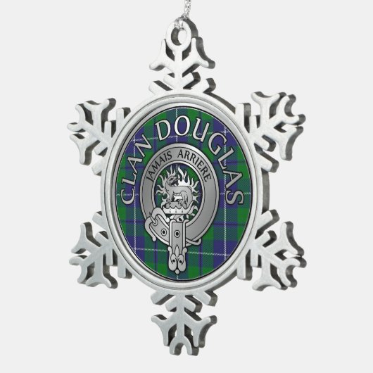 Clan Douglas Crest & Tartan Tin Sneeuwvlok Ornament (Rechts)