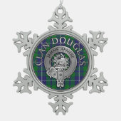 Clan Douglas Crest & Tartan Tin Sneeuwvlok Ornament (Voorkant)
