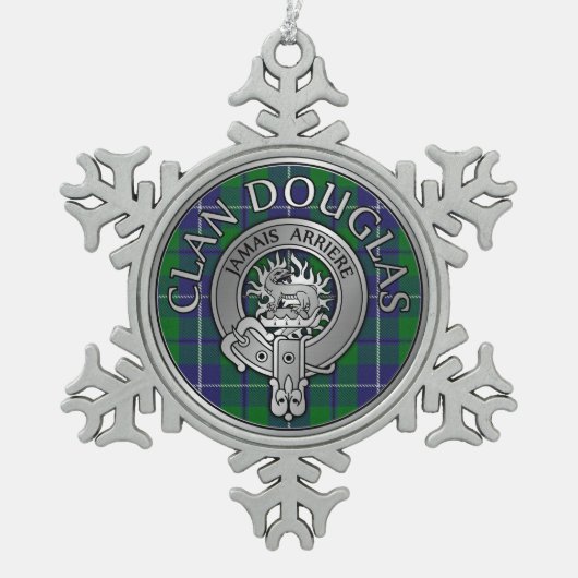Clan Douglas Crest & Tartan Tin Sneeuwvlok Ornament (Voorkant)