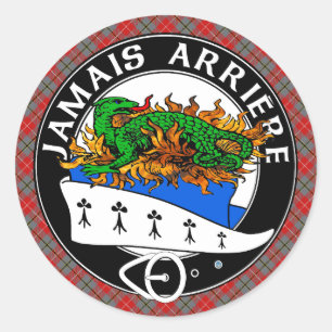 Clan Douglas Crest voor Red Douglas Tartan Ronde Sticker