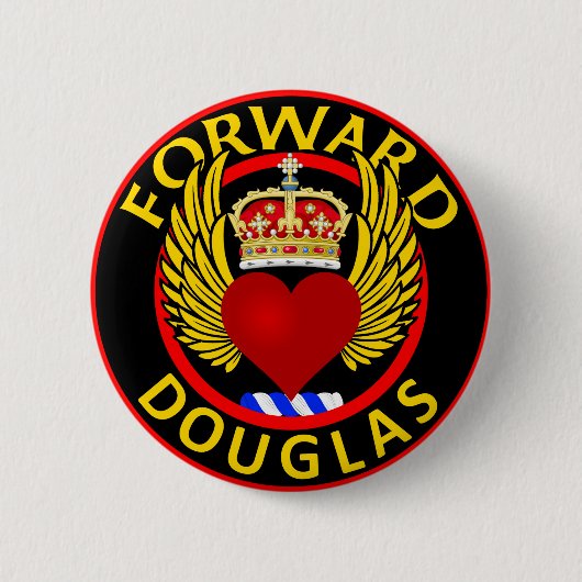 Clan Douglas "FORWARD" Button Badge, donkere rug (Voorkant)