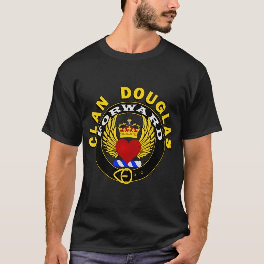 Clan Douglas "FORWARD" in een cirkelgordel T-Shirt (Voorkant)