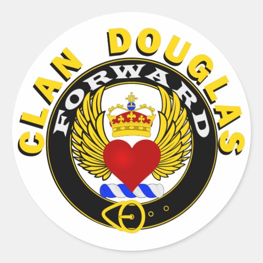 Clan Douglas Gevleugeld Hart "VOORUIT" Sticker (Voorkant)