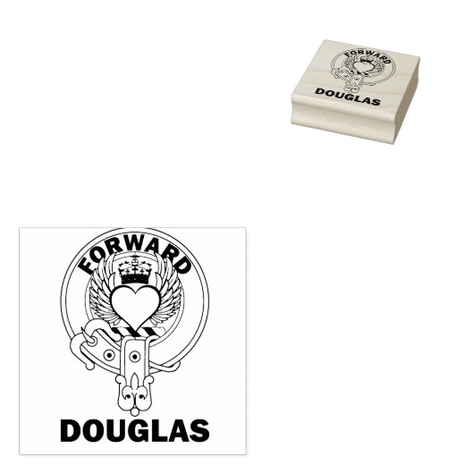 Clan Douglas Hart met Vleugels Rubber Stempel (Gestempeld)