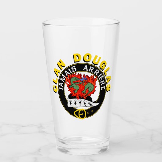 Clan Douglas "Jamais Arrière" 16oz Glass Tumbler (Voorkant)