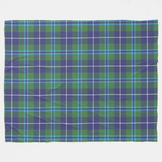 Clan Douglas Pset Green Black Tartan Check Fleece Deken (Voorkant (Horizontaal))