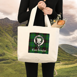 Clan Douglas Tartan Crest Grote Tote Bag