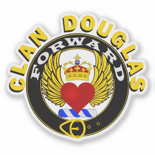 Clan Douglas "Winged Heart" Window Sticker (Voorkant)