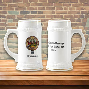 Clan Drummond Crest over Tartan Bierpul