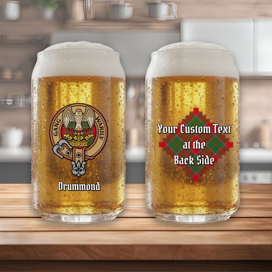 Clan Drummond Crest over Tartan Blikvorm Glas
