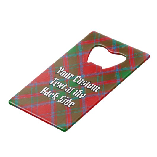 Clan Drummond Crest over Tartan Creditkaart Flessenopener (Achterkant Gekanteld)