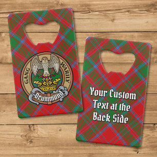 Clan Drummond Crest over Tartan Creditkaart Flessenopener