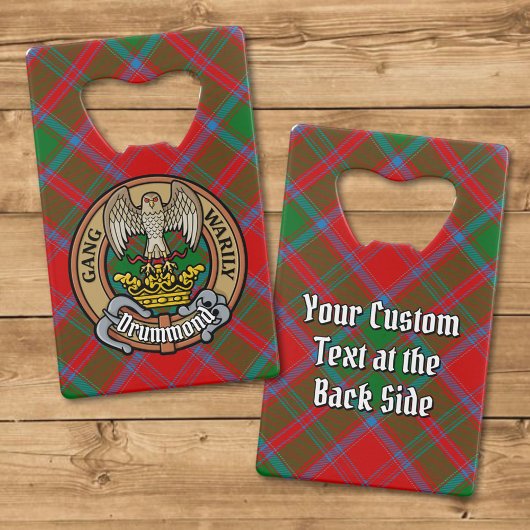 Clan Drummond Crest over Tartan Creditkaart Flessenopener