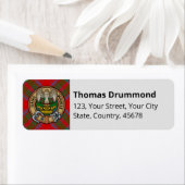 Clan Drummond Crest over Tartan Etiket (Insitu)