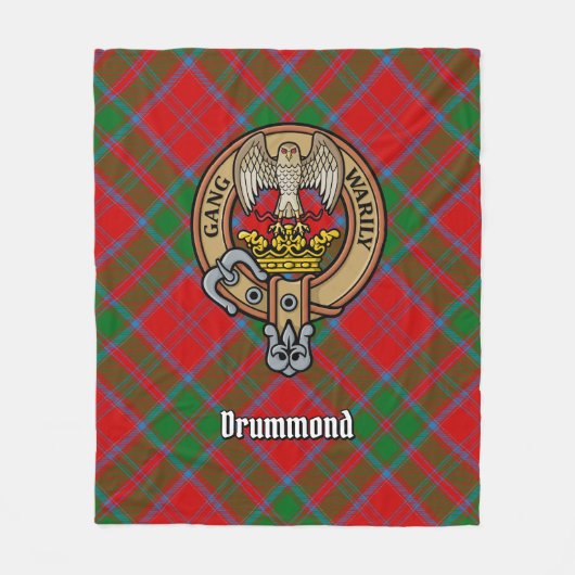 Clan Drummond Crest over Tartan Fleece Deken (Voorkant)