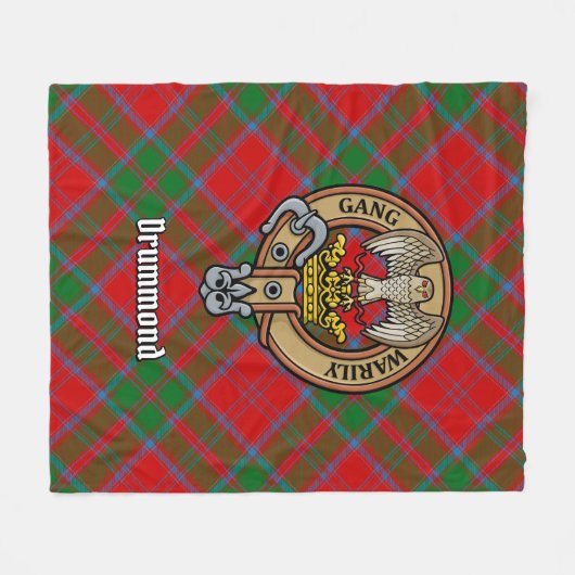 Clan Drummond Crest over Tartan Fleece Deken (Voorkant (Horizontaal))