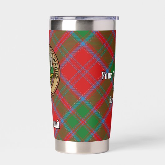 Clan Drummond Crest over Tartan Geïsoleerde Drinkbeker (Links)