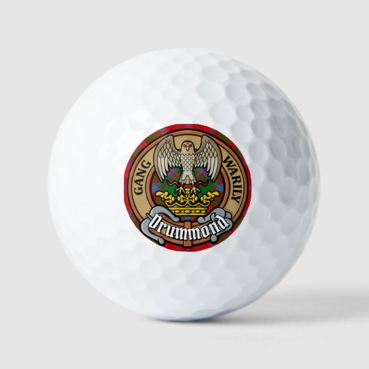 Clan Drummond Crest over Tartan Golfballen (Voorkant)