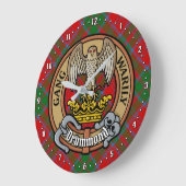 Clan Drummond Crest over Tartan Grote Klok (Hoek)