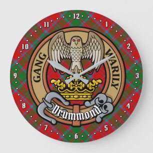 Clan Drummond Crest over Tartan Grote Klok