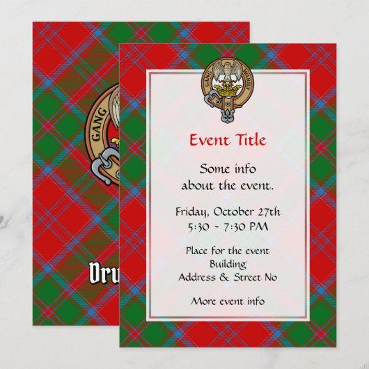 Clan Drummond Crest over Tartan Kaart (Voorkant / Achterkant)