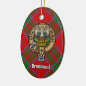 Clan Drummond Crest over Tartan Keramisch Ornament (Links)