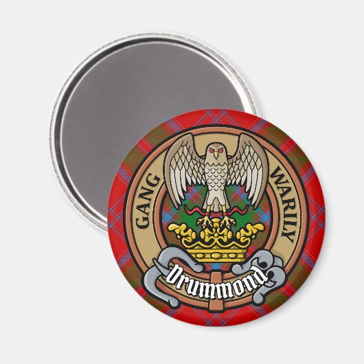 Clan Drummond Crest over Tartan Magneet (Voorkant / Achterkant)