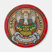 Clan Drummond Crest over Tartan Magneet (Voorkant)